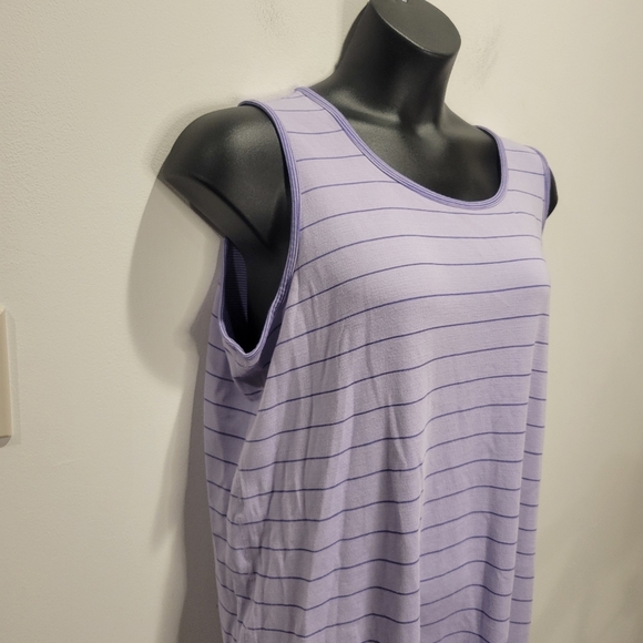 Lands End Size 1x Reverisble Purple Stripes Tank Dress - Picture 2 of 7